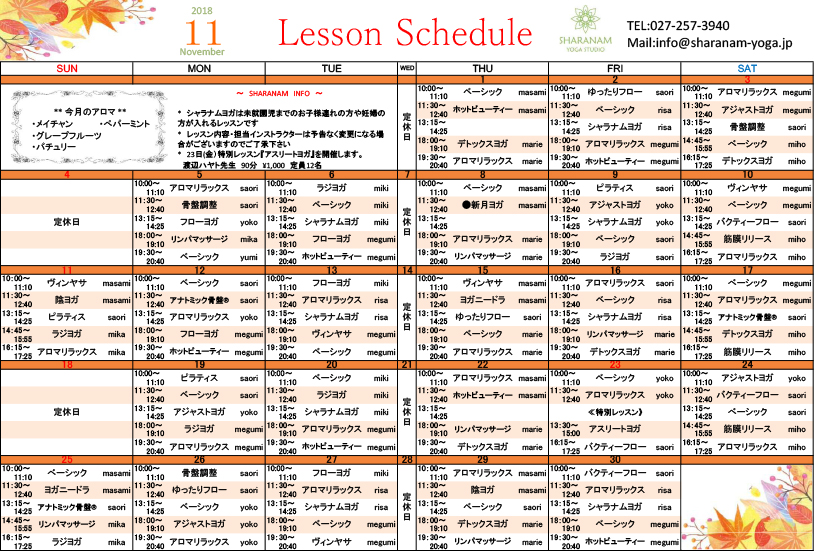 ヨガプログラムのご案内